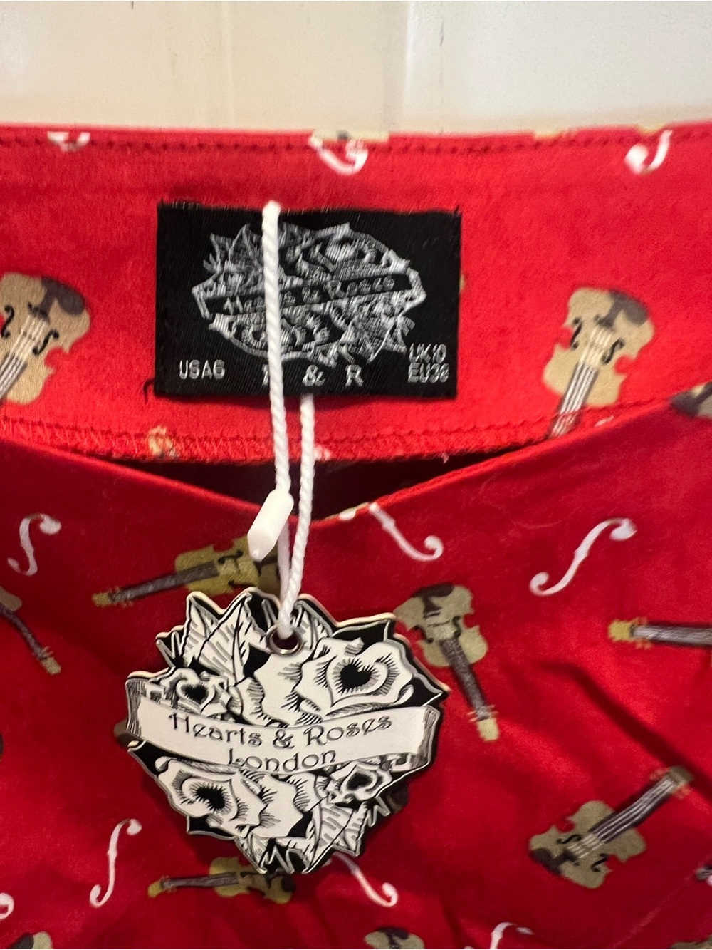 Hearts & Roses London Red Violin Print Dress